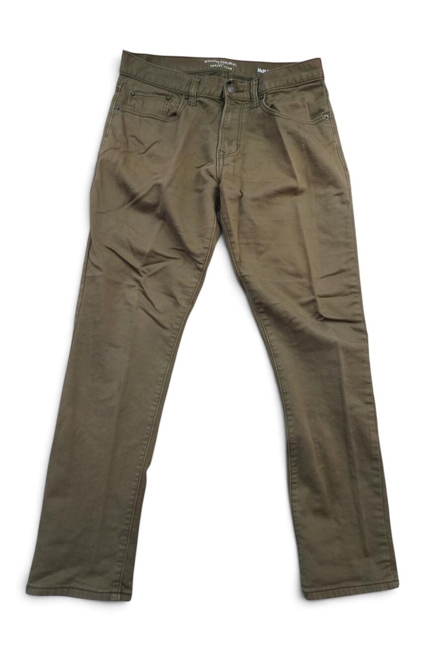 Banana Republic Travel Jeans Mens 30x28 Green Slim Straight Stretch Denim